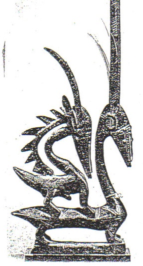 African Art — mother antelope and her young