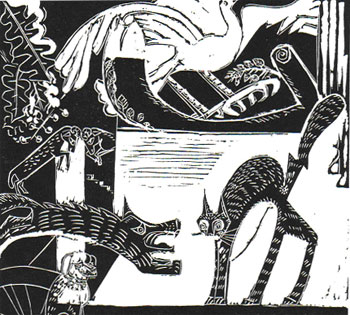 The Dispute (linoleum cut)