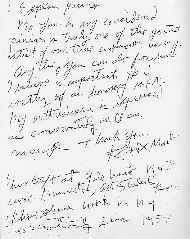 Knox Martin's 1988 letter