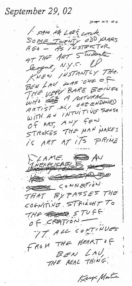 Knox Martin's 2002 letter